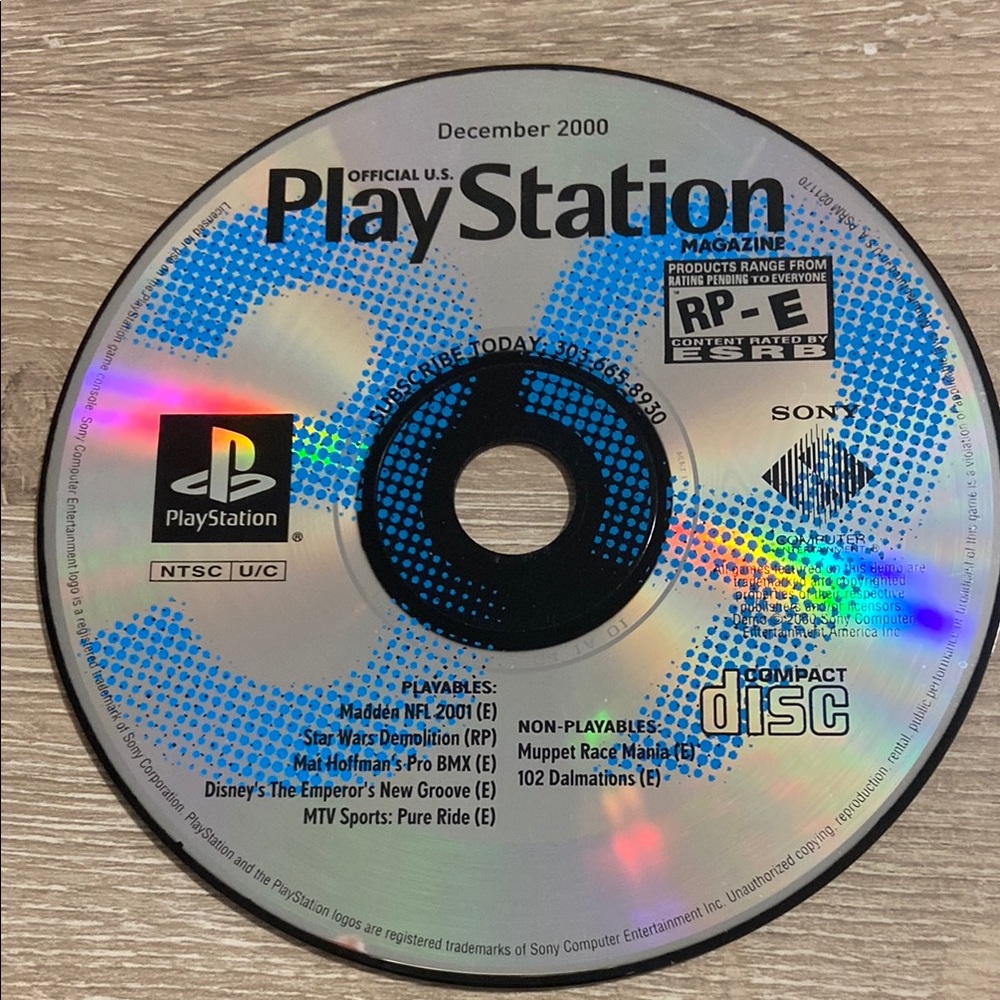 Sony Playstation 1 PS1 Official US Playstation Magazine December 2000 Demo Disc